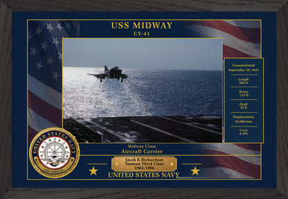 USS Midway CV-41 Framed Patriotic Photo