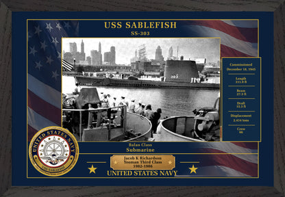 USS Sablefish SS-303 Framed Patriotic Photo