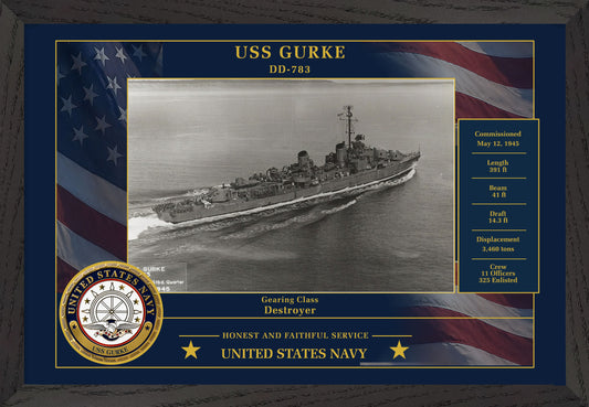 USS Gurke DD-783 Framed Patriotic Photo