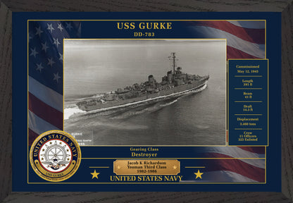 USS Gurke DD-783 Framed Patriotic Photo