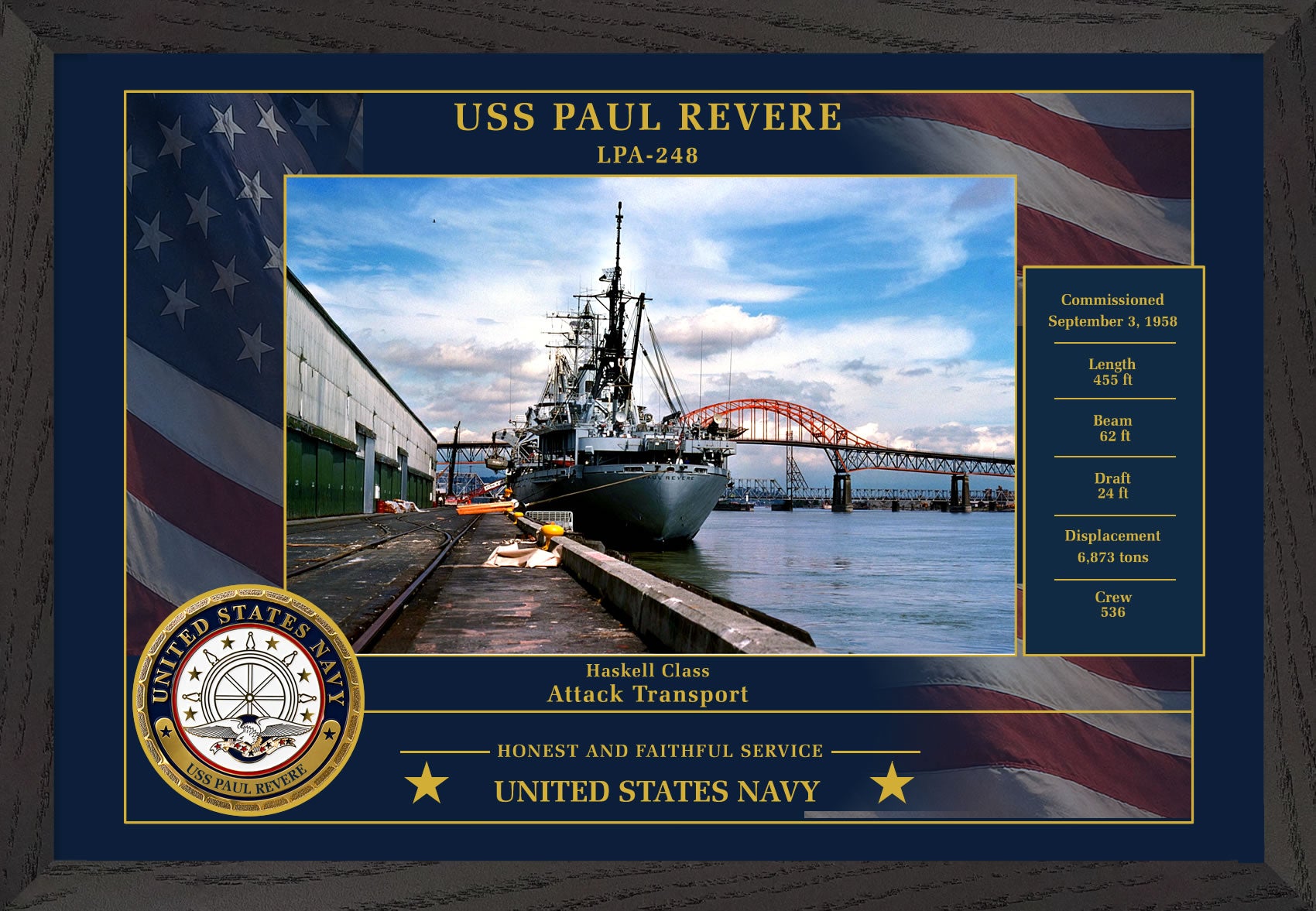 USS Paul Revere LPA-248 Framed Patriotic Photo