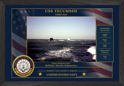 USS Tecumseh SSBN-628 Framed Patriotic Photo