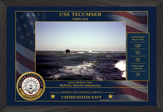 USS Tecumseh SSBN-628 Framed Patriotic Photo