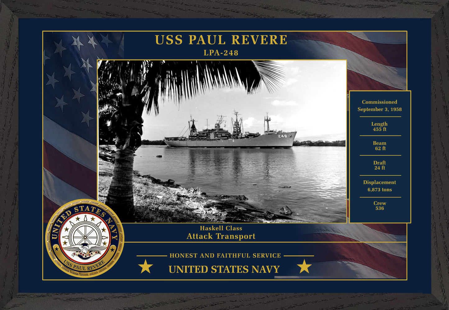 USS Paul Revere LPA-248 Framed Patriotic Photo
