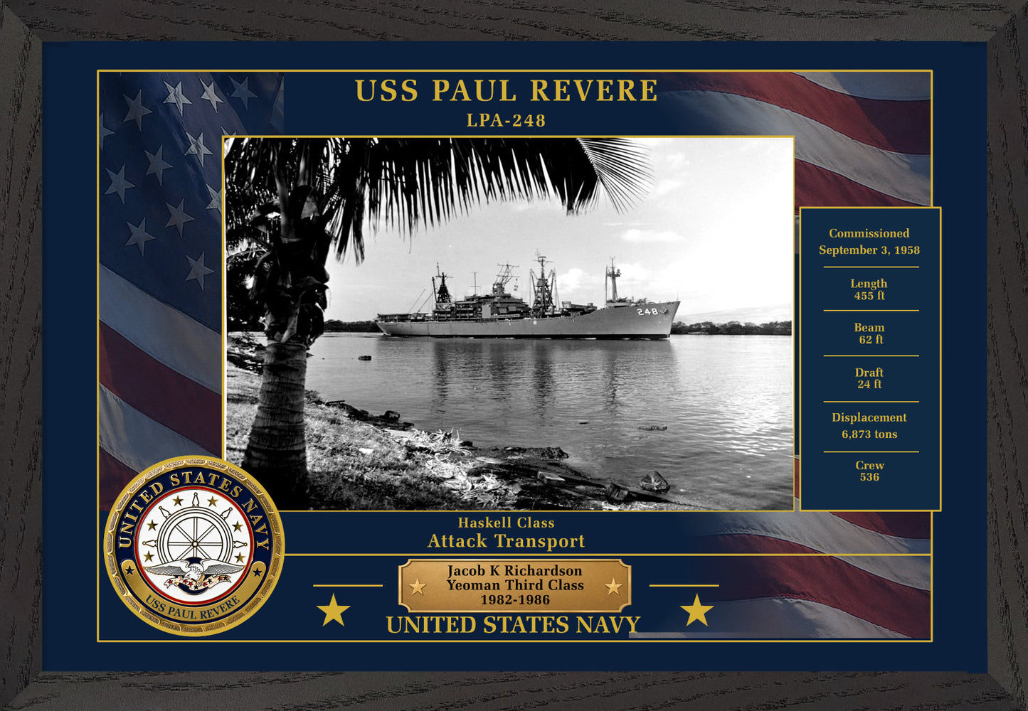 USS Paul Revere LPA-248 Framed Patriotic Photo