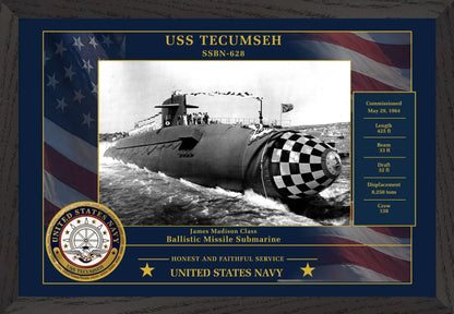 USS Tecumseh SSBN-628 Framed Patriotic Photo