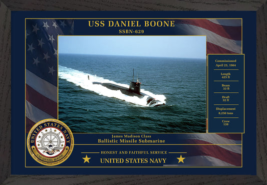 USS Daniel Boone SSBN-629 Framed Patriotic Photo