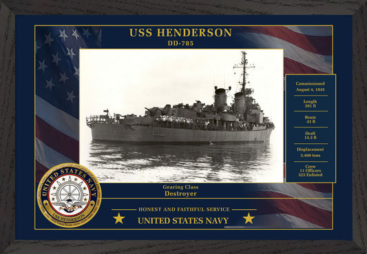 USS Henderson DD-785 Framed Patriotic Photo