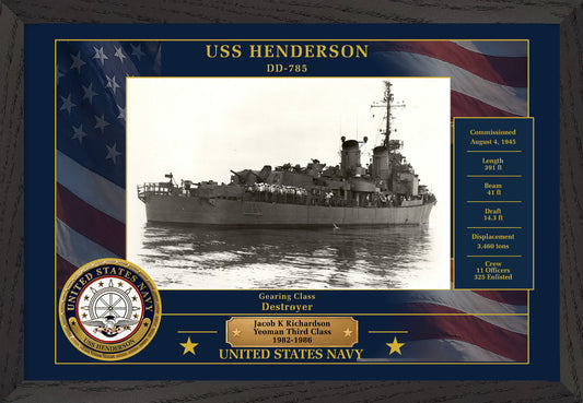 USS Henderson DD-785 Framed Patriotic Photo