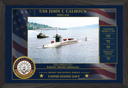 USS John C Calhoun SSBN-630 Framed Patriotic Photo