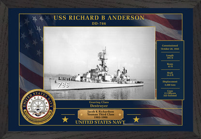 USS Richard B Anderson DD-786 Framed Patriotic Photo