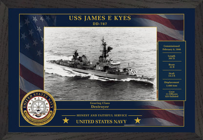 USS James E Kyes DD-787 Framed Patriotic Photo