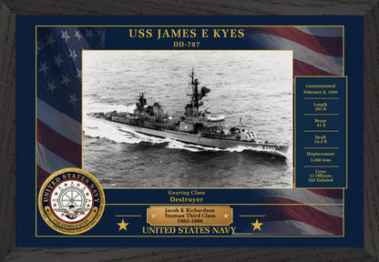 USS James E Kyes DD-787 Framed Patriotic Photo