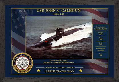 USS John C Calhoun SSBN-630 Framed Patriotic Photo