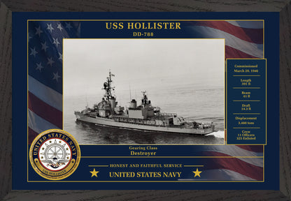 USS Hollister DD-788 Framed Patriotic Photo