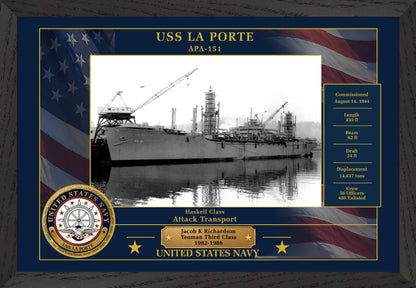 USS La Porte APA-151 Framed Patriotic Photo