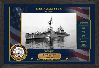 USS Hollister DD-788 Framed Patriotic Photo