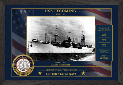 USS Lycoming APA-155 Framed Patriotic Photo