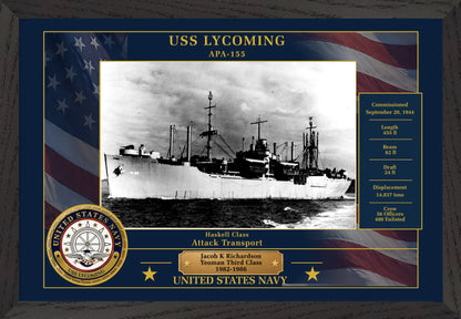 USS Lycoming APA-155 Framed Patriotic Photo