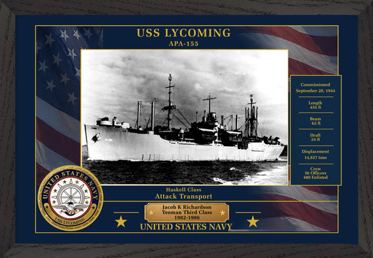 USS Lycoming APA-155 Framed Patriotic Photo