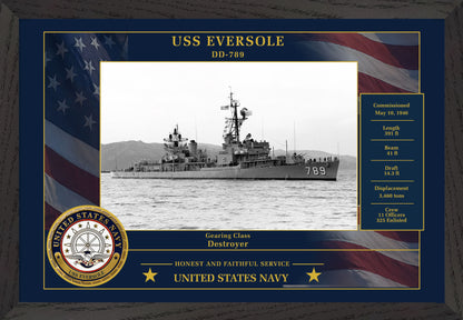 USS Eversole DD-789 Framed Patriotic Photo
