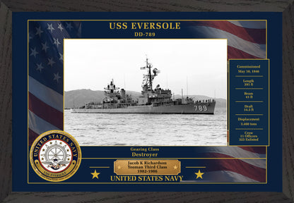 USS Eversole DD-789 Framed Patriotic Photo