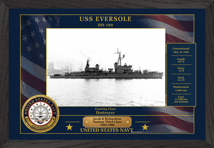 USS Eversole DD-789 Framed Patriotic Photo