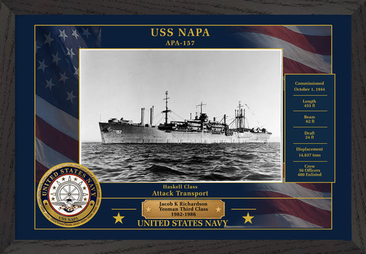 USS Napa APA-157 Framed Patriotic Photo