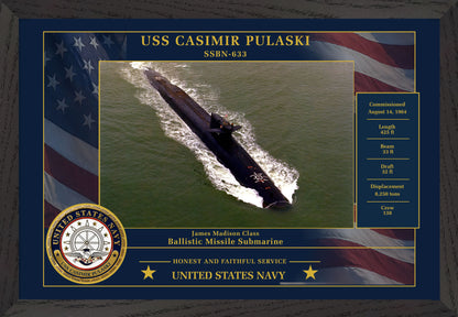 USS Casimir Pulaski SSBN-633 Framed Patriotic Photo
