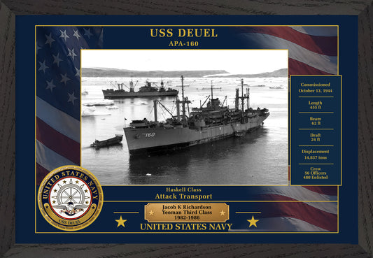 USS Deuel APA-160 Framed Patriotic Photo