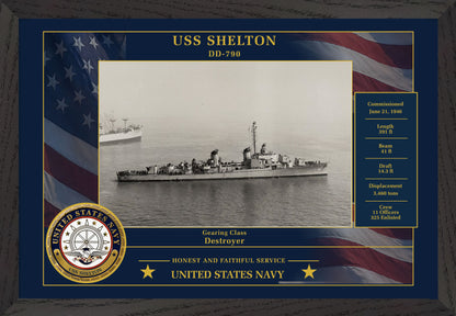 USS Shelton DD-790 Framed Patriotic Photo