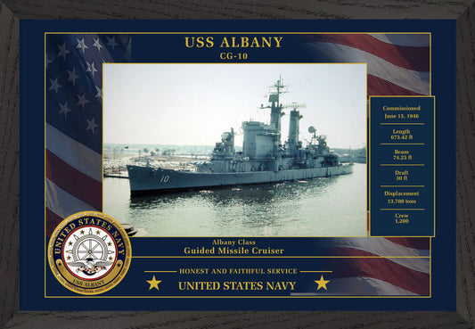 USS Albany CG-10 Framed Patriotic Photo