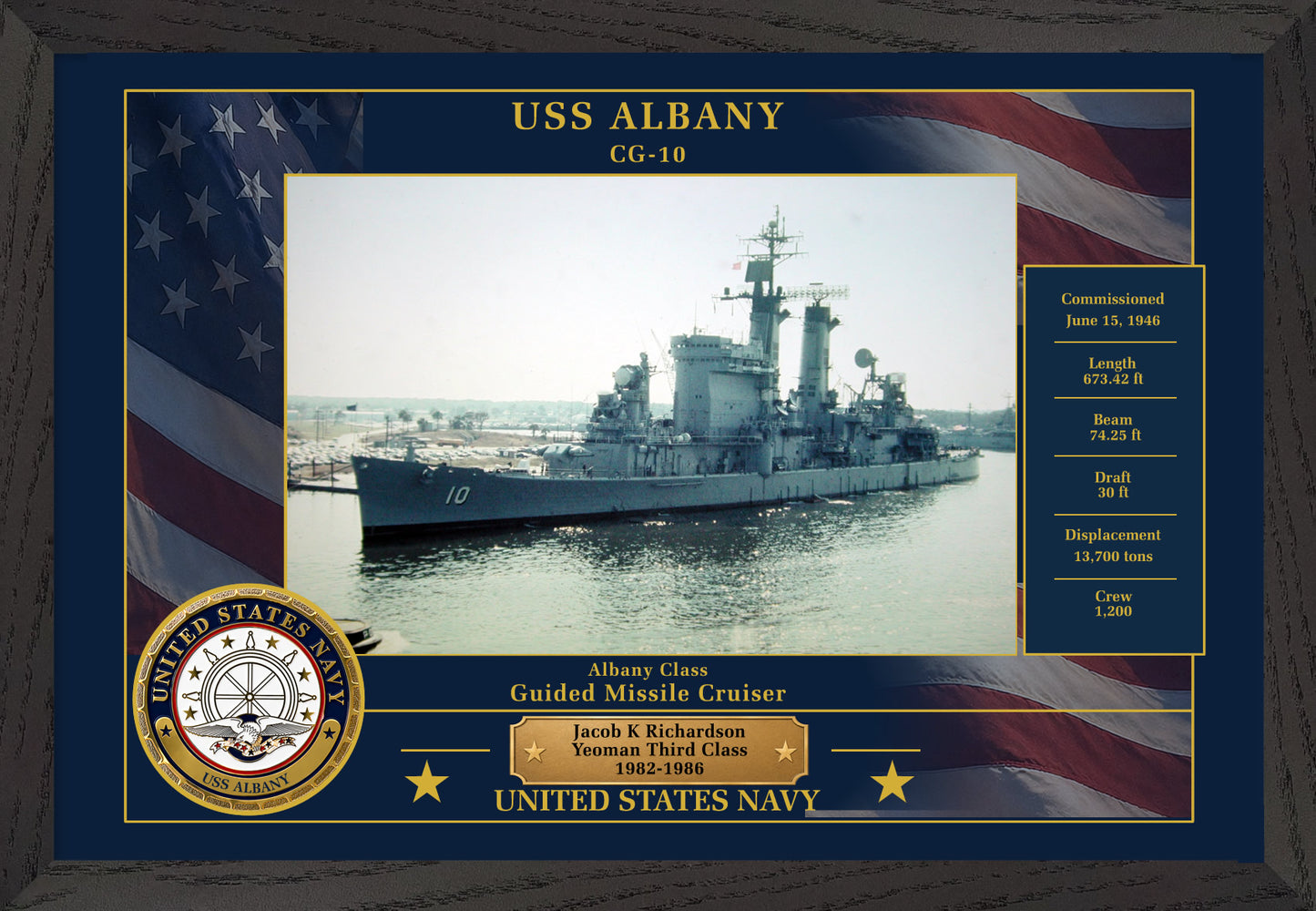 USS Albany CG-10 Framed Patriotic Photo