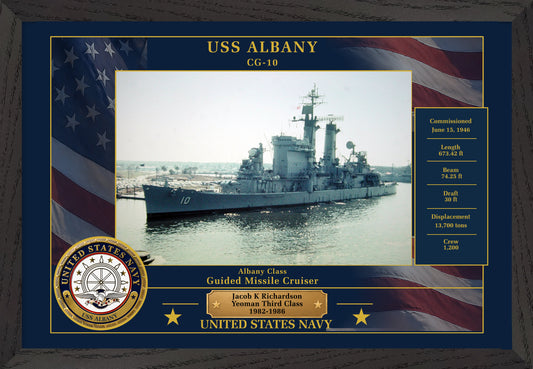 USS Albany CG-10 Framed Patriotic Photo