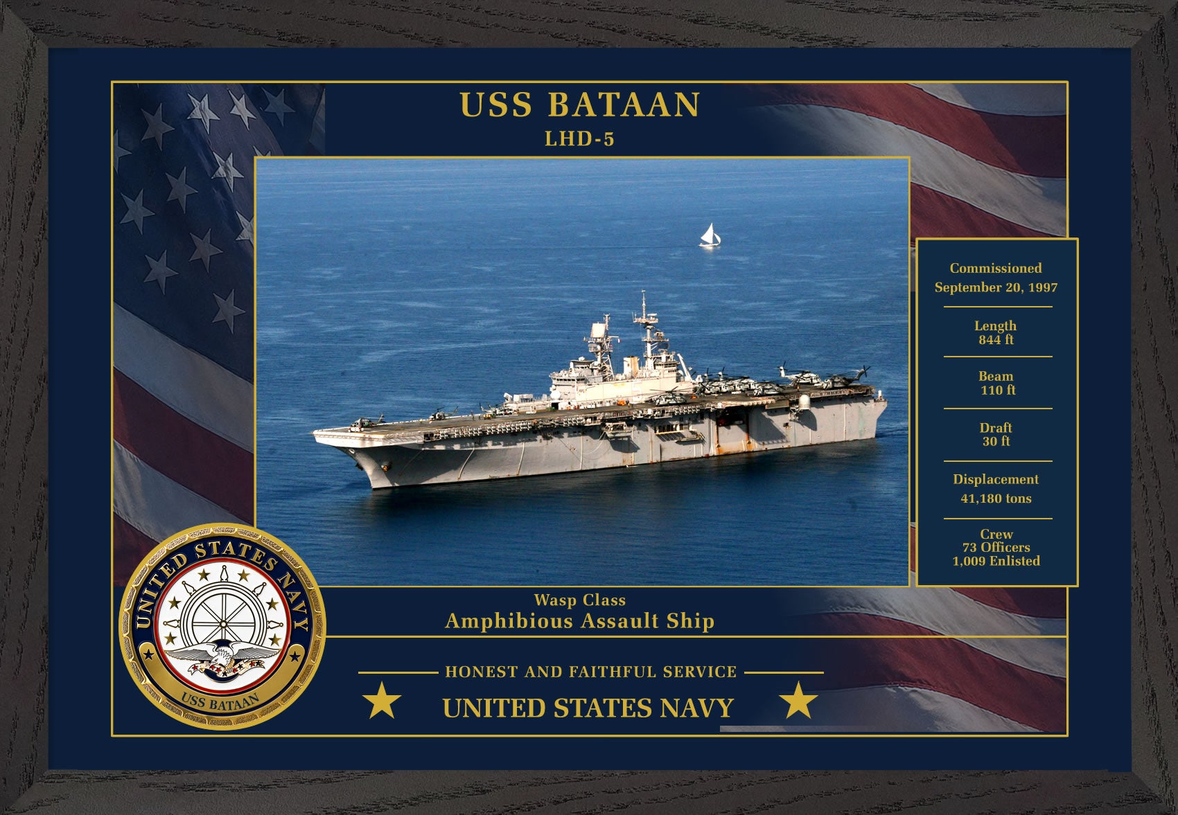 USS Bataan LHD-5 Framed Patriotic Photo