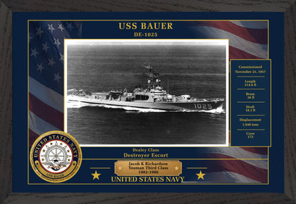USS Bauer DE-1025 Framed Patriotic Photo