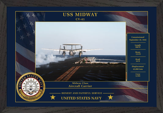 USS Midway CV-41 Framed Patriotic Photo