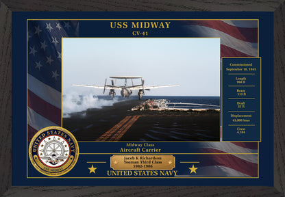 USS Midway CV-41 Framed Patriotic Photo