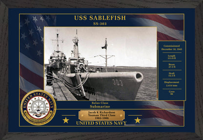 USS Sablefish SS-303 Framed Patriotic Photo