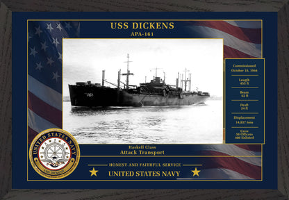 USS Dickens APA-161 Framed Patriotic Photo