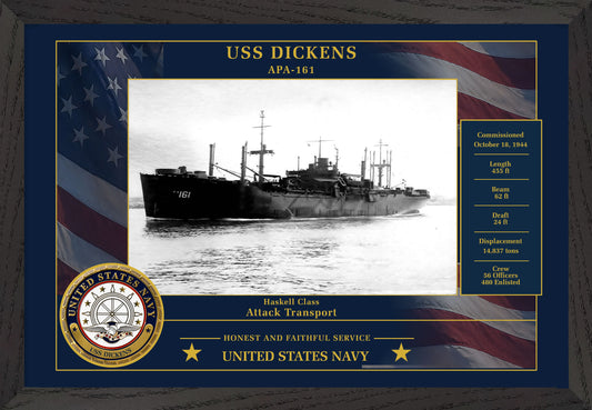 USS Dickens APA-161 Framed Patriotic Photo