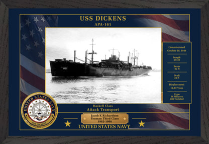 USS Dickens APA-161 Framed Patriotic Photo