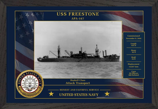 USS Freestone APA-167 Framed Patriotic Photo