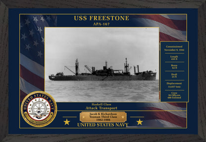 USS Freestone APA-167 Framed Patriotic Photo
