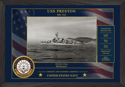 USS Preston DD-795 Framed Patriotic Photo
