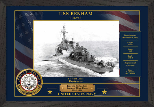USS Benham DD-796 Framed Patriotic Photo