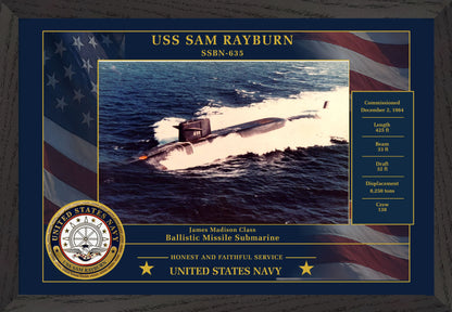 USS Sam Rayburn SSBN-635 Framed Patriotic Photo