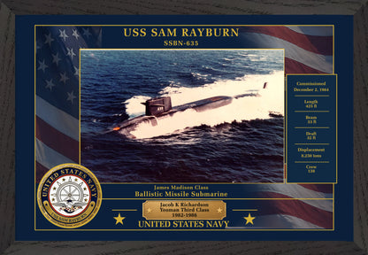 USS Sam Rayburn SSBN-635 Framed Patriotic Photo