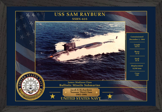 USS Sam Rayburn SSBN-635 Framed Patriotic Photo