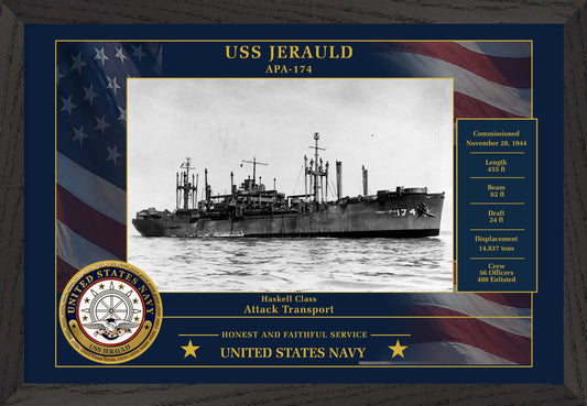 USS Jerauld APA-174 Framed Patriotic Photo